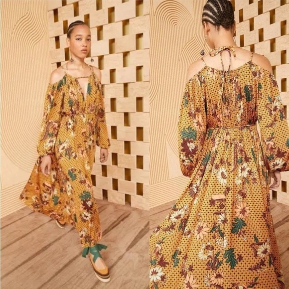 Ulla Johnson Yellow Noemi Halterneck Midi Dress - Picture 2 of 16